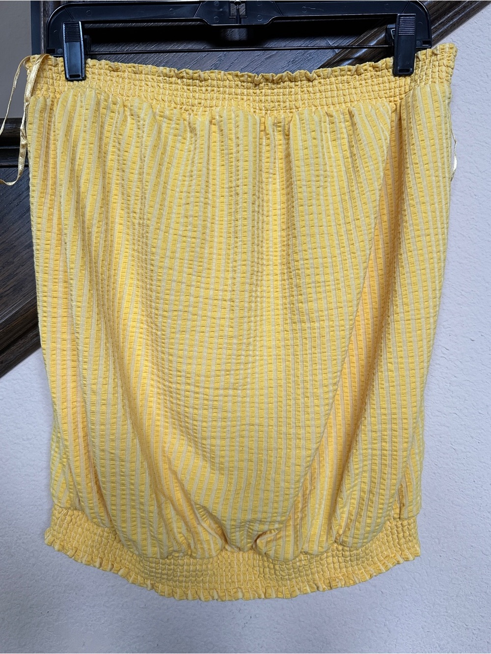 Anthropologie Yellow Off-Shoulder Blouse Top Striped Yellow XL Women’s Blouse